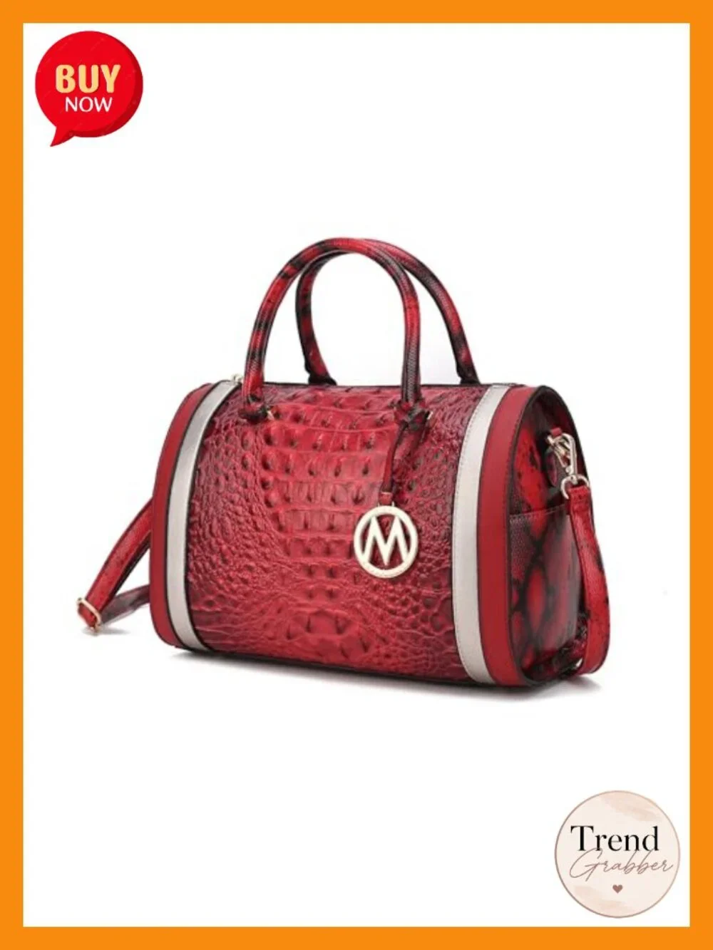 Vegan Leather Croc Embossed Satchel Crossbody Bag Women